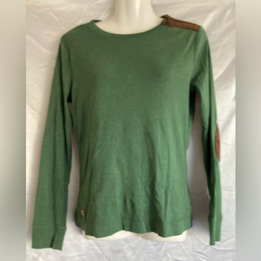Womens Hunter Green Long Sleeve Top by Lauren Jeans Co sz Med w/ Elbow Pads